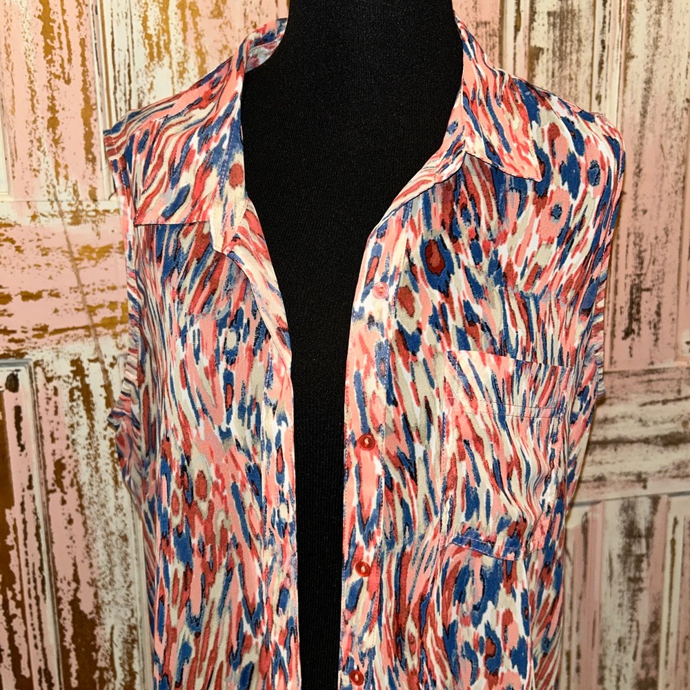 Liz Claiborne Multicolor Abstract Button Down Shirt - Picture 4 of 7
